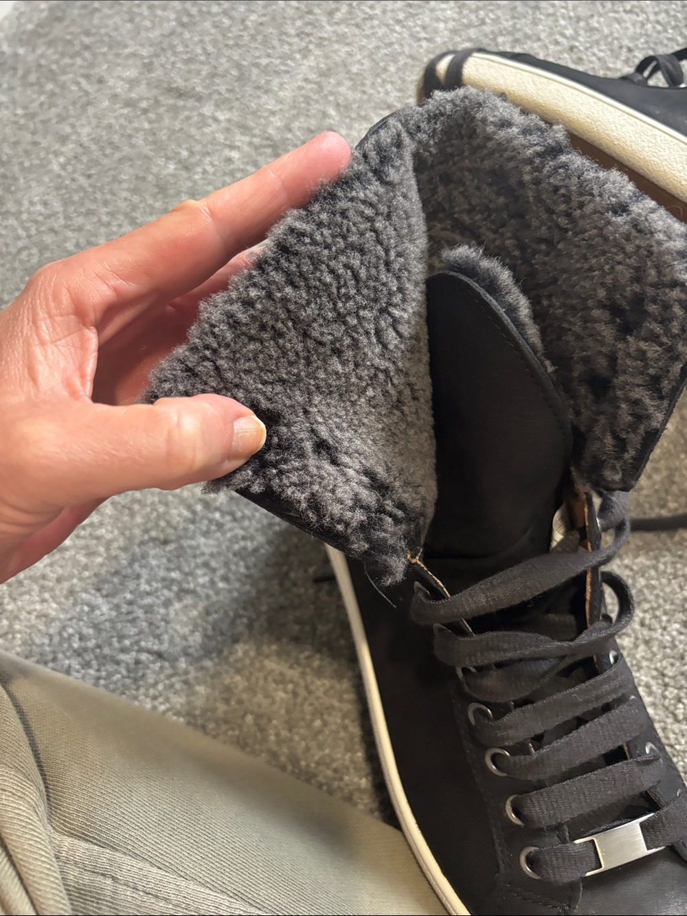 UGG Black Shearling-Lined High-Top Sneakers - Picture 3 of 5
